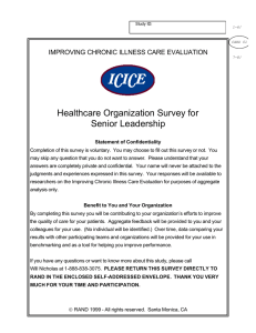 Healthcare Organization Survey for Senior Leadership  IMPROVING CHRONIC ILLNESS CARE EVALUATION