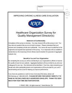 Healthcare Organization Survey for Quality Management Director(s)  IMPROVING CHRONIC ILLNESS CARE EVALUATION