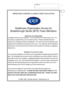 Healthcare Organization Survey for Breakthrough Series (BTS) Team Members