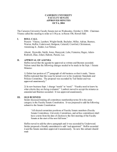 CAMERON UNIVERSITY FACULTY SENATE APPROVED MINUTES OCT 6, 2004