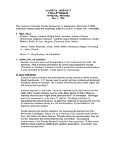 CAMERON UNIVERSITY FACULTY SENATE APPROVED MINUTES