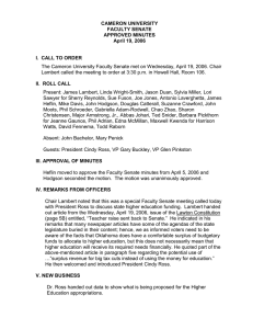 CAMERON UNIVERSITY FACULTY SENATE APPROVED MINUTES