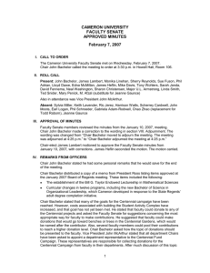 CAMERON UNIVERSITY FACULTY SENATE APPROVED MINUTES February 7, 2007