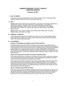 CAMERON UNIVERSITY FACULTY SENATE APPROVED MINUTES February 18, 2011