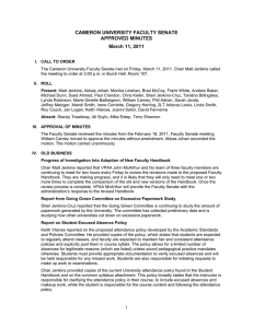 CAMERON UNIVERSITY FACULTY SENATE APPROVED MINUTES March 11, 2011