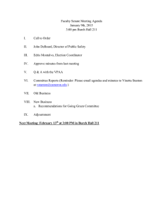 Faculty Senate Meeting Agenda January 9th, 2015 3:00 pm Burch Hall 211