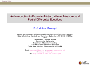 An Introduction to Brownian Motion, Wiener Measure, and Partial Differential Equations