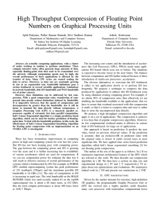 High Throughput Compression of Floating Point Numbers on Graphical Processing Units