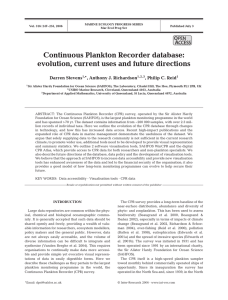 Continuous Plankton Recorder database: evolution, current uses and future directions O A