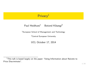 Privacy Paul Heidhues Botond K˝ oszegi