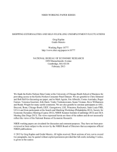 NBER WORKING PAPER SERIES SHOPPING EXTERNALITIES AND SELF-FULFILLING UNEMPLOYMENT FLUCTUATIONS Greg Kaplan