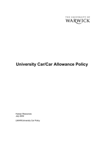 University Car/Car Allowance Policy Human Resources July 2009