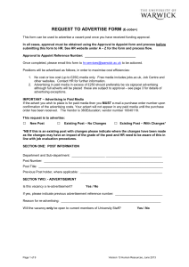 REQUEST TO ADVERTISE FORM