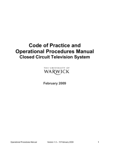 Code of Practice and Operational Procedures Manual Closed Circuit Television System