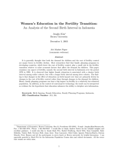 Women’s Education in the Fertility Transition: Jungho Kim Brown University