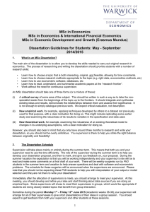 MSc in Economics MSc in Economics &amp; International Financial Economics