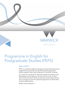 Programme in English for Postgraduate Studies (PEPS) What is PEPS?