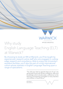 Why study English Language Teaching (ELT) at Warwick?