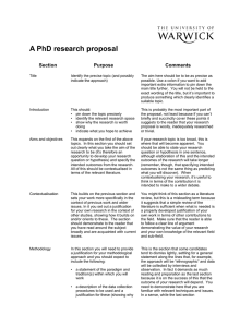 A PhD research proposal  Section Purpose