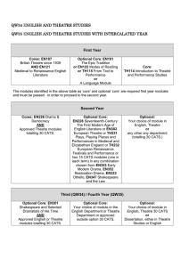 QW34 ENGLISH AND THEATRE STUDIES  First Year