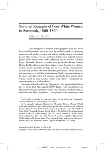 Survival Strategies of Poor White Women in Savannah, 1800–1860