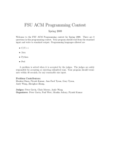 FSU ACM Programming Contest Spring 2009