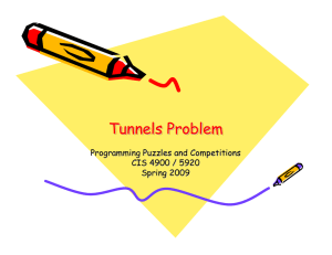 Tunnels Problem Programming Puzzles and Competitions CIS 4900 / 5920 Spring 2009