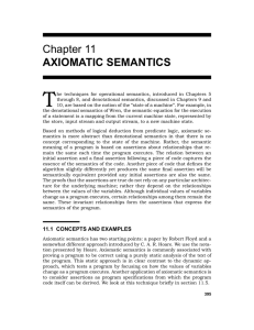 T Chapter 11 AXIOMATIC SEMANTICS