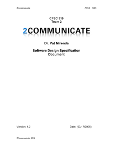 Dr. Pat Mirenda Software Design Specification Document
