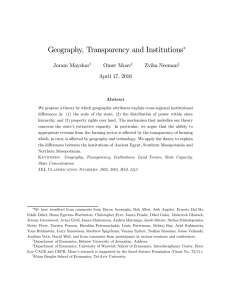 Geography, Transparency and Institutions ∗ Joram Mayshar Omer Moav