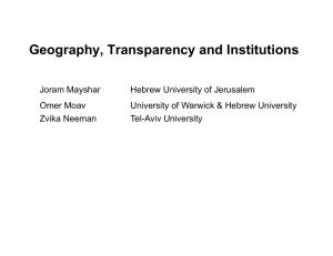 Geography Transparency and Institutions Geography, Transparency and Institutions