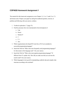 COP4020 Homework Assignment 1