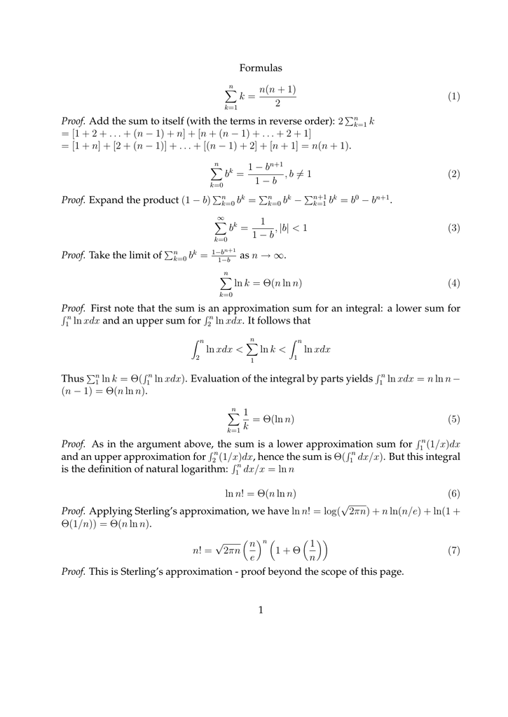 Formulas N N 1 K 1