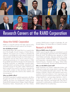 Research Careers at the RAND Corporation About the RAND Corporation