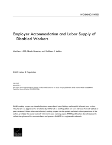 Employer Accommodation and Labor Supply of Disabled Workers WORKING PAPER