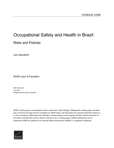 Occupational Safety and Health in Brazil Risks and Policies  WORKING PAPER