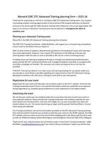Warwick ESRC DTC Advanced Training planning form – 2015-16