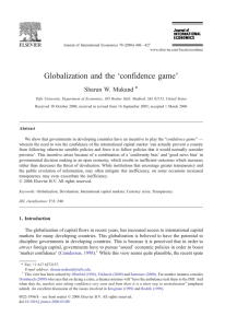 ‘confidence game’ Globalization and the Sharun W. Mukand ⁎