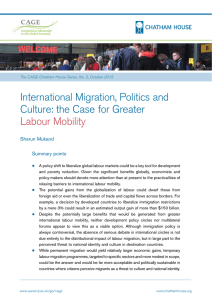 International Migration, Politics and Culture: the Case for Greater  Labour Mobility