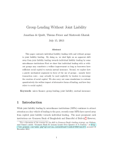 Group Lending Without Joint Liability July 15, 2013