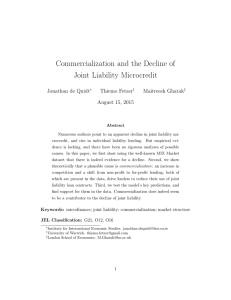 Commercialization and the Decline of Joint Liability Microcredit Jonathan de Quidt Thiemo Fetzer