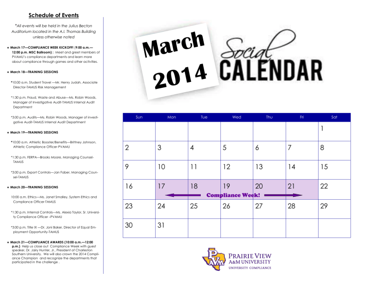 Schedule Of Events
