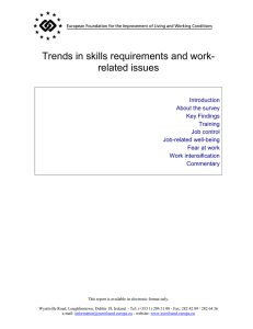 Trends in skills requirements and work- related issues