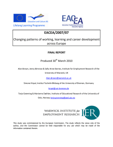 EACEA/2007/07 Changing patterns of working, learning and career development across Europe