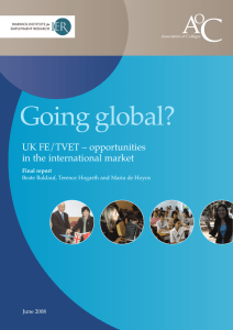 Going global? UK FE/TVET – opportunities in the international market