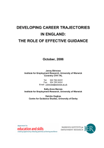 DEVELOPING CAREER TRAJECTORIES IN ENGLAND: THE ROLE OF EFFECTIVE GUIDANCE