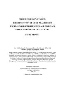 AGEING AND EMPLOYMENT: IDENTIFICATION OF GOOD PRACTICE TO OLDER WORKERS IN EMPLOYMENT