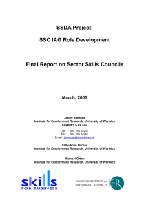SSDA Project: SSC IAG Role Development  Final Report on Sector Skills Councils