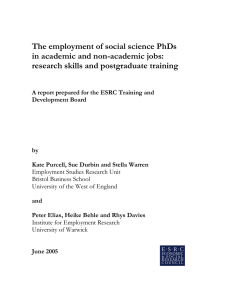 The employment of social science PhDs in academic and non-academic jobs: