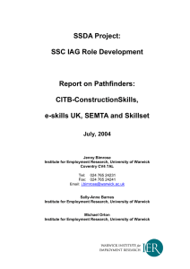 SSDA Project: SSC IAG Role Development  Report on Pathfinders: